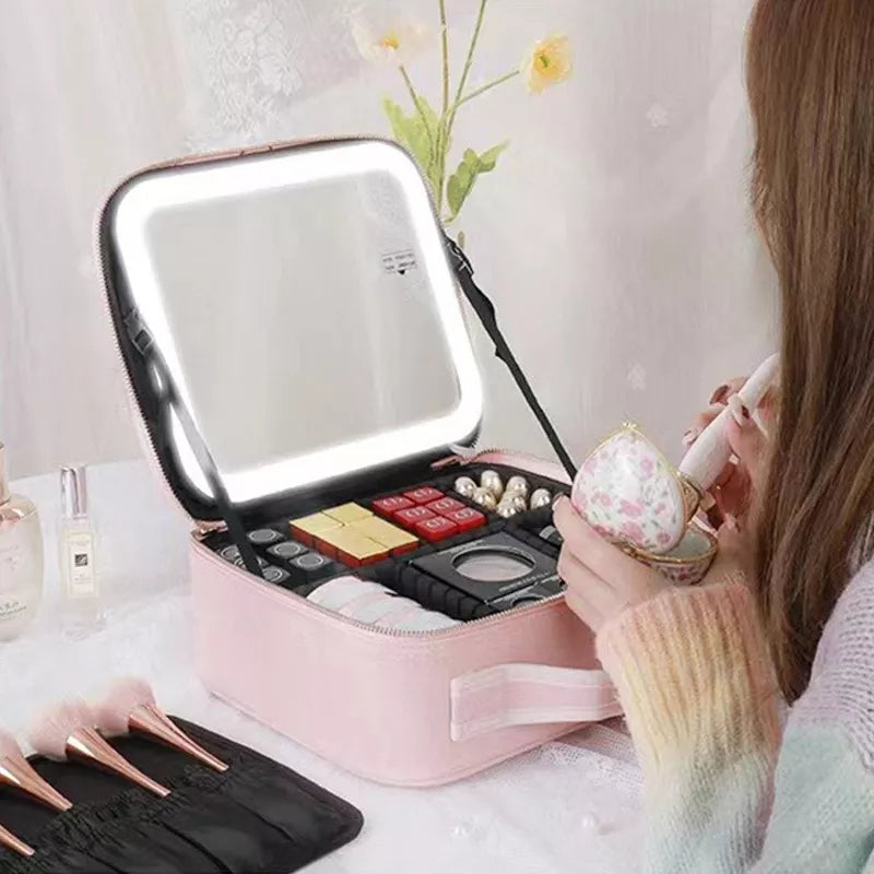 Trousse de Maquillage Professionnelle avec Miroir à Led